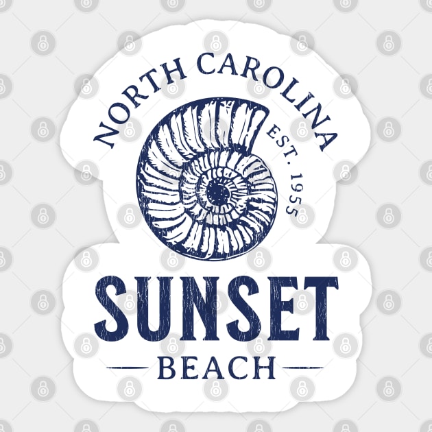 Sunset Beach, NC Summertime Vacationing Seashell Sticker by Contentarama